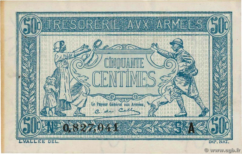 Country : FRANCE 
Face Value : 50 Centimes TRÉSORERIE AUX ARMÉES 1917 
Date : 19...