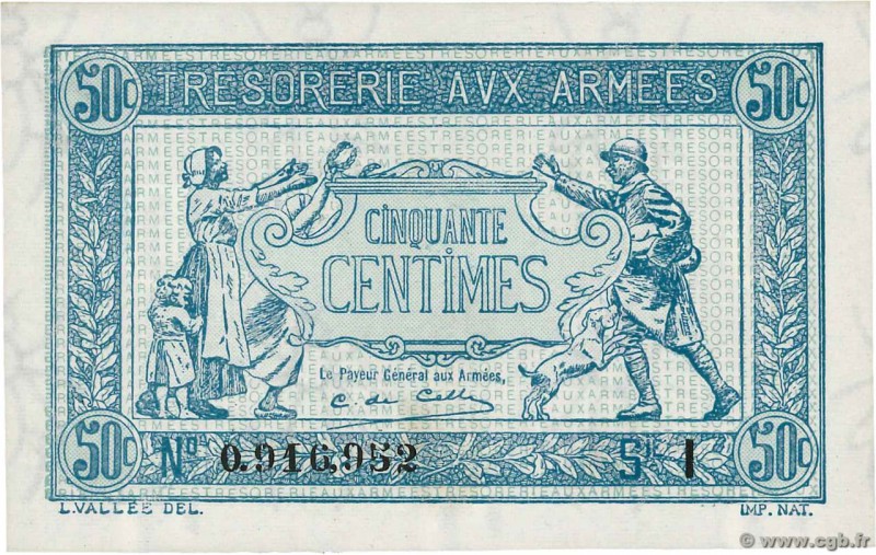 Country : FRANCE 
Face Value : 50 Centimes TRÉSORERIE AUX ARMÉES 1917 
Date : 19...