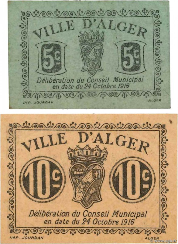 Country : ALGERIA 
Face Value : 5 et 10 Centimes 
Date : 24 octobre 1916 
Period...