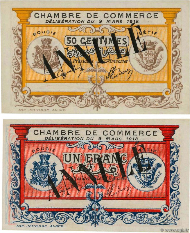 Country : ALGERIA 
Face Value : 50 centimes et 1 Franc 
Date : 09 mars 1918 
Per...