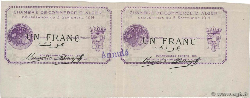 Country : ALGERIA 
Face Value : 1 Franc 
Date : 03 septembre 1914 
Period/Provin...