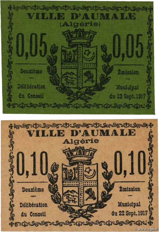 Country : ALGERIA 
Face Value : 5 et 10 Centimes 
Date : 22 septembre 1917 
Peri...