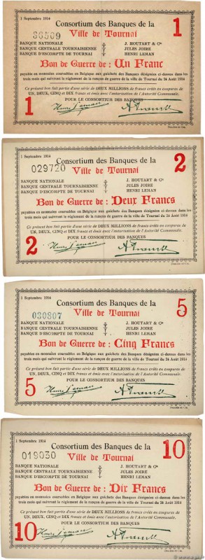 Country : BELGIUM 
Face Value : 1, 2, 5 et 10 Francs 
Date : 01 septembre 1914 
...