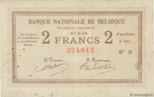 Country : BELGIUM 
Face Value : 2 Francs 
Date : 27 août 1914 
Period/Province/Bank : Banque Nationale de Belgique 
Catalogue reference : P.82 
Alphab...