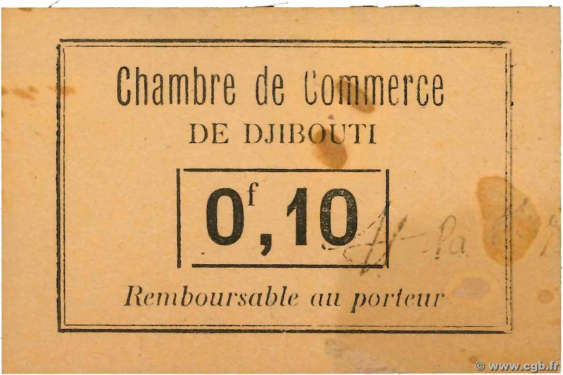 Country : DJIBOUTI 
Face Value : 0,10 Franc 
Date : (1919) 
Period/Province/Bank...