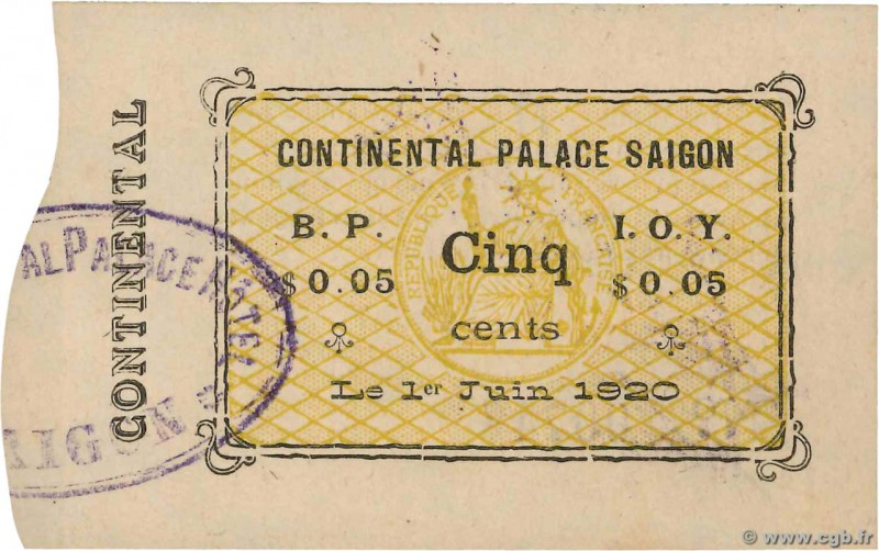 Country : FRENCH INDOCHINA 
Face Value : 5 Cents 
Date : 01 juin 1920 
Period/Pr...