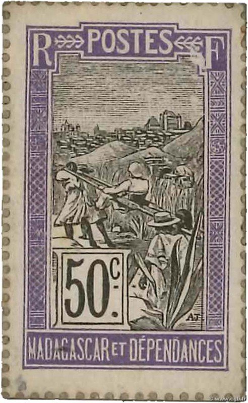 Country : MADAGASCAR 
Face Value : 50 Centimes Zébu 
Date : (1916) 
Period/Provi...