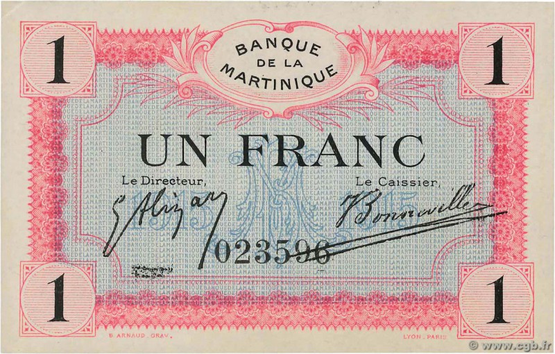 Country : MARTINIQUE 
Face Value : 1 Franc 
Date : (1915-1919) 
Period/Province/...