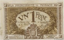 Country : MONACO 
Face Value : 1 Franc 
Date : 1920 
Period/Province/Bank : Principauté de Monaco 
Catalogue reference : P.4 
Alphabet - signatures - ...