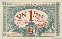 Country : MONACO 
Face Value : 1 Franc 
Date : 1920 
Period/Province/Bank : Principauté de Monaco 
Catalogue reference : P.5 
Alphabet - signatures - ...