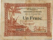 Country : NEW CALEDONIA 
Face Value : 1 Franc 
Date : 13 janvier 1919 
Period/Province/Bank : Trésorerie de Nouméa 
Catalogue reference : P.34a 
Addit...