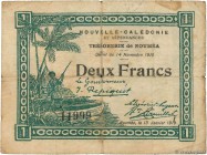 Country : NEW CALEDONIA 
Face Value : 2 Francs 
Date : 13 janvier 1919 
Period/Province/Bank : Trésorerie de Nouméa 
Catalogue reference : P.35a 
Addi...