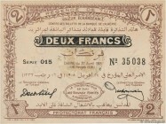Country : TUNISIA 
Face Value : 2 Francs 
Date : 27 avril 1918 
Period/Province/Bank : Régence de Tunis 
Catalogue reference : P.37c 
Additional refer...