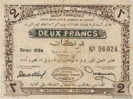 Country : TUNISIA 
Face Value : 2 Francs 
Date : 04 novembre 1918 
Period/Province/Bank : Régence de Tunis 
Catalogue reference : P.44 
Additional ref...