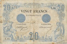 Country : FRANCE 
Face Value : 20 Francs NOIR 
Date : 26 septembre 1874 
Period/Province/Bank : Banque de France, XXe siècle 
Catalogue reference : F....