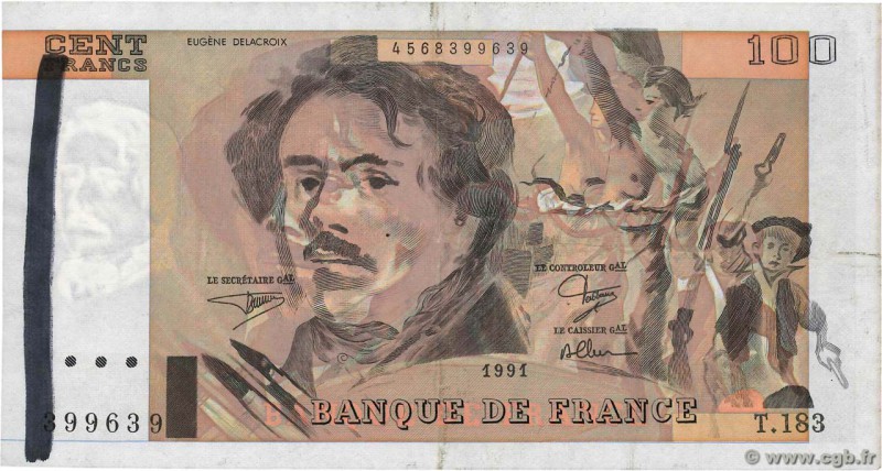 Country : FRANCE 
Face Value : 100 Francs DELACROIX imprimé en continu 
Date : 1...