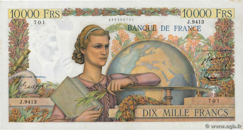 Country : FRANCE 
Face Value : 10000 Francs GÉNIE FRANÇAIS 
Date : 01 septembre ...