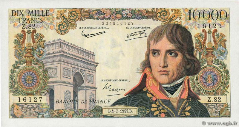 Country : FRANCE 
Face Value : 10000 Francs BONAPARTE 
Date : 04 juillet 1957 
P...