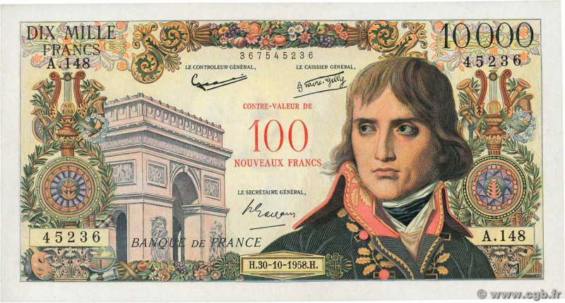 Country : FRANCE 
Face Value : 100 NF sur 10000 Francs BONAPARTE 
Date : 30 octo...