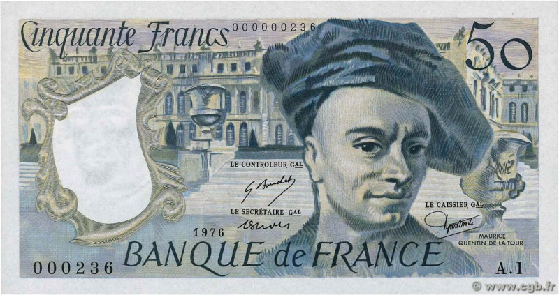 Country : FRANCE 
Face Value : 50 Francs QUENTIN DE LA TOUR 
Date : 1976 
Period...