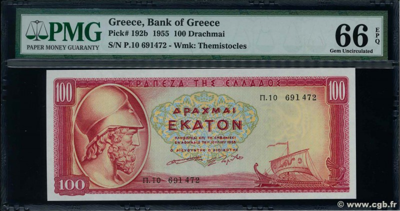 Country : GREECE 
Face Value : 100 Drachmes 
Date : 01 juillet 1955 
Period/Prov...