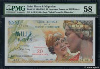 Country : SAINT PIERRE AND MIQUELON 
Face Value : 20 NF sur 1000 Francs Union Française 
Date : (1964) 
Period/Province/Bank : Caisse Centrale de la F...