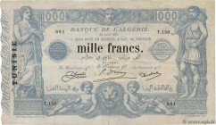 Country : TUNISIA 
Face Value : 1000 Francs 
Date : 28 avril 1924 
Period/Province/Bank : Banque de l'Algérie 
Catalogue reference : P.7b 
Additional ...