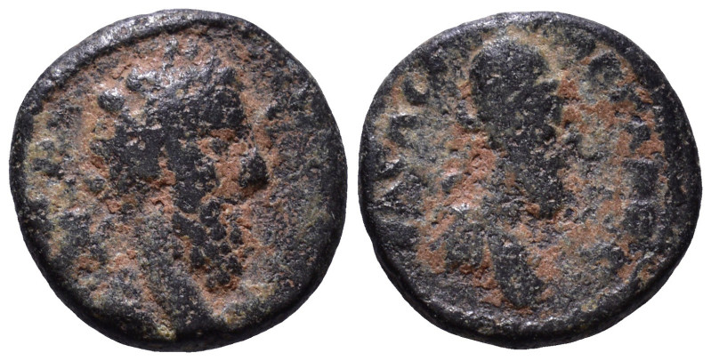 MESOPOTAMIA. Edessa. Septimius Severus with Abgar VIII, 193-211 AD. Æ 13mm, 2,04...