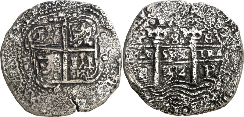 1654. Felipe IV. Potosí. E. 8 reales. (AC. 1506). Tripe fecha. Corrosiones. 22,3...