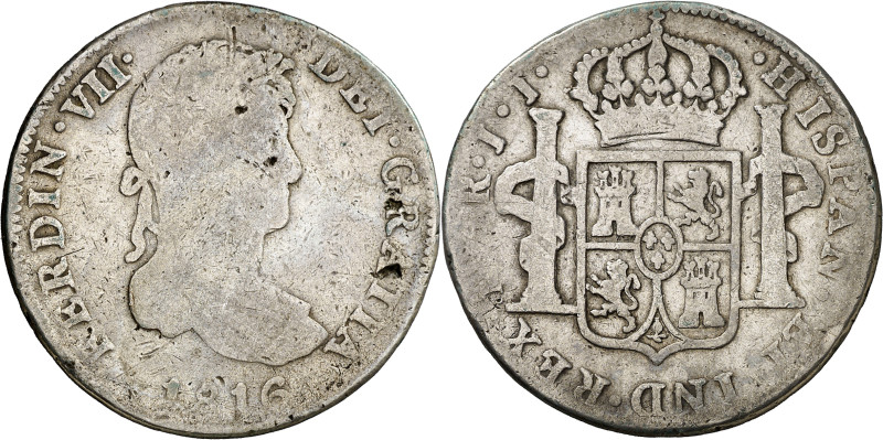 1816. Fernando VII. México. JJ. 4 reales. (AC. 1093). Busto laureado. Muy rara, ...