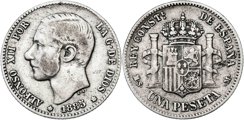 1885*1885. Alfonso XII. MSM. 1 peseta. (AC. 24). 4,94 g. BC+.