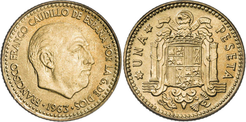 1963*1965. Franco. 1 peseta. (AC. 65). 3,48 g. S/C-.