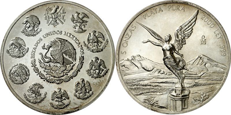 México. 2000. ‘ (México). 5 onzas. (KM. 615). AG. 155,67 g. S/C.