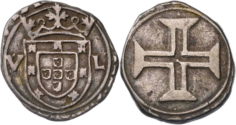 Portugal. Juan III (1521-1557). 1 tostao. (Gomes 98). Recortada. AG. 4,60 g. (MB...