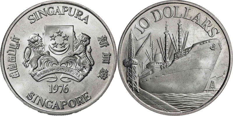 Singapur. 1976. 10 dólares. (KM. 15). AG. 31,11 g. S/C.