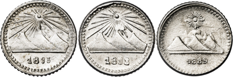 Guatemala. Lote de 3 monedas de 1/4 de real, 1889, 1893/2 y 1893. S/C.