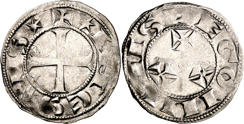 Alfonso VII (1126-1157). Abadía de Sahagún. Dinero episcopal. (AB. falta) (M.M. ...