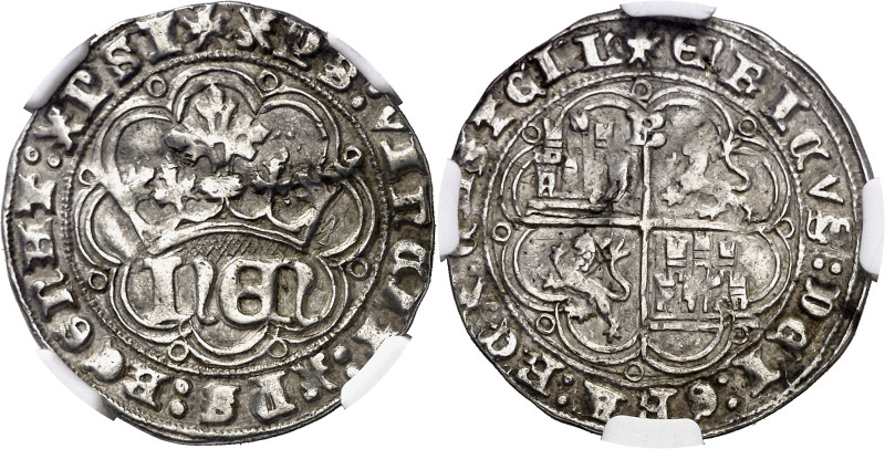 Enrique IV (1454-1474). Burgos. Real de anagrama. (AB. 708.2). Anv.: hEN coronad...