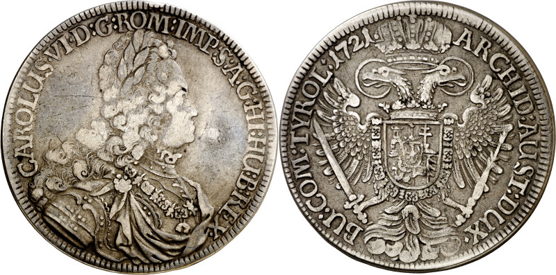 1721. Carlos III, Pretendiente. Hall. 1 taler. (KM. 1594) (Dav. 1053). 28,26 g. ...