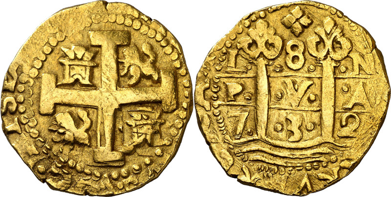 1732. Felipe V. Lima. N. 8 escudos. (AC. 2146) (Cal.Onza 297) (Tauler 297). L-8-...