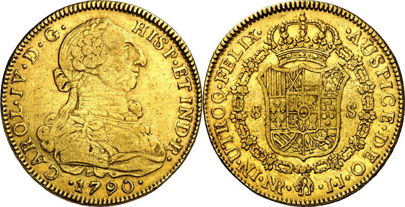 1790. Carlos IV. Santa Fe de Nuevo Reino. JJ. 8 escudos. (AC. 1717) (Cal.Onza 11...