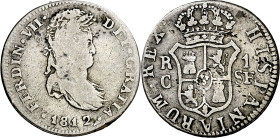 1812. Fernando VII. Catalunya (Mallorca). SF. 1 real. (AC. 512). Ceca grande. Rara. 2,80 g. BC+/MBC-.