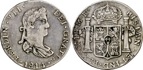 1814. Fernando VII. Gualadajara. MR. 4 reales. (AC. 1039). Rara. 13,62 g. MBC-.