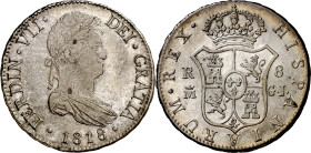 1818/28. Fernando VII. Madrid. GJ. 8 reales. (AC. 1247). Escasa. 27 g. MBC/MBC+.