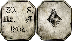 1808. Fernando VII. Mallorca. 30 sous. (AC. 1285). Octogonal. Rara. 27,27 g. MBC-/MBC.