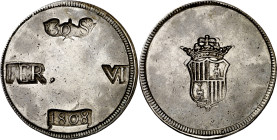 1808. Fernando VII. Mallorca. 30 sous. (AC. 1291). Sombras. Escasa. 26,70 g. MBC+.