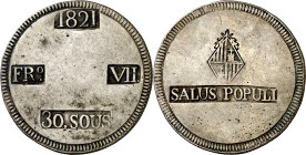 1821. Fernando VII. Mallorca. 30 sous. (AC. 1293). 26,64 g. MBC.