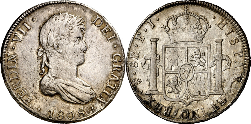 1808. Fernando VII. Potosí. PJ. 8 reales. (AC. 1373). Oxidaciones limpiadas. 26,...