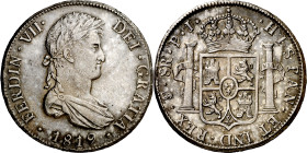 1819. Fernando VII. Potosí. PJ. 8 reales. (AC. 1383). Buen ejemplar. 26,92 g. MBC+/EBC-.