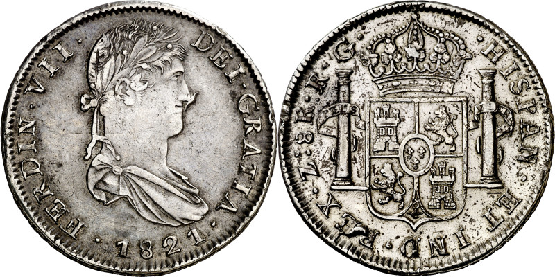 1821. Fernando VII. Zacatecas. RG. 8 reales. (AC. 1465). Leves rayitas. 27,44 g....